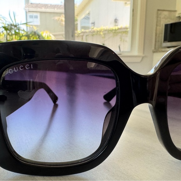 Gucci Accessories - Gucci Black Oversized Butterfly/Square Sunglasses: bee on temples